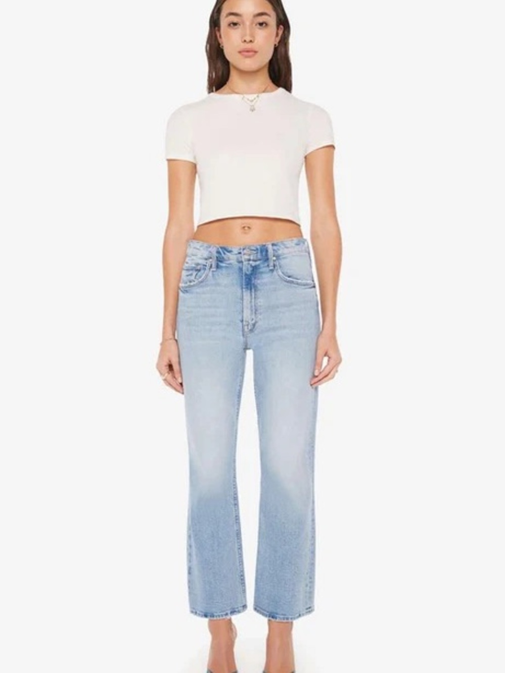MOTHER Light Blue High-Rise Wide Leg Jeans